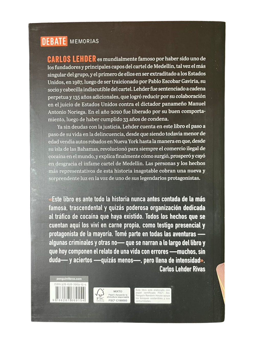 Vida y muerte del cartel de Medellín – Carlos Lehder | Libro Autografiado